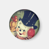 Vintag Retro Snowman Holiday Magnet (Vorne)