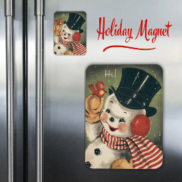 Vintag Retro Snowman Holiday Magnet