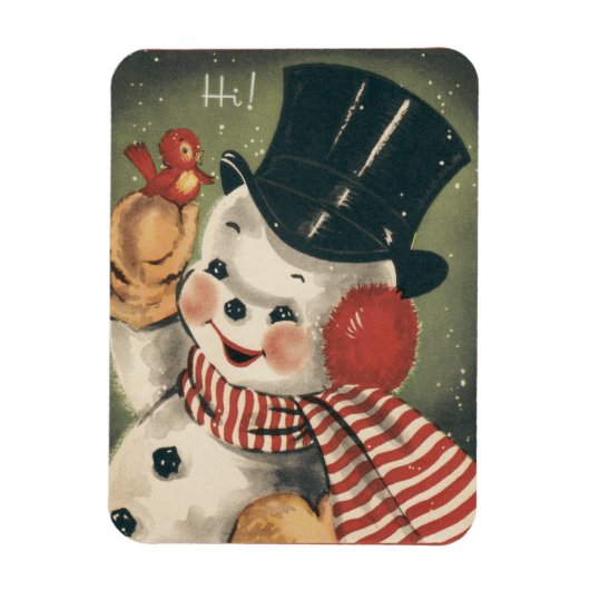 Vintag Retro Snowman Holiday Magnet (Vertikal)