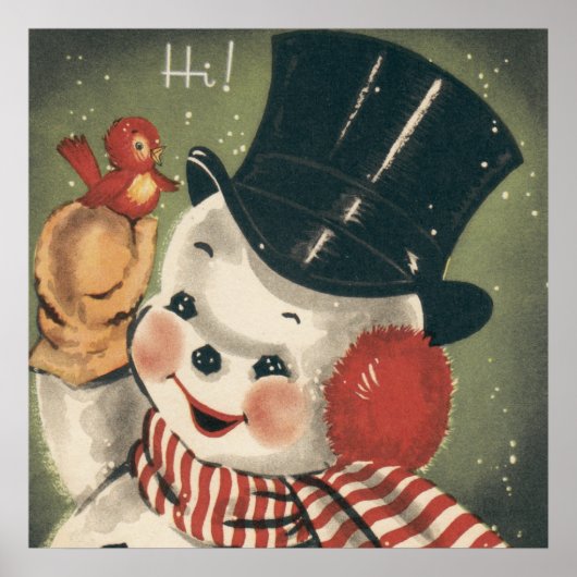Vintag Retro Snowman Holiday Poster (Vorne)