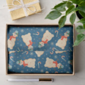 Vintag Retro Snowman und Candy Cane Blue Seidenpapier (Geschenk)