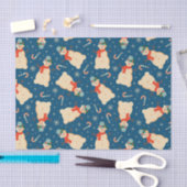 Vintag Retro Snowman und Candy Cane Blue Seidenpapier (Handwerk)