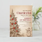 Vintag Retro Snowman Weihnachten Einzigertiger Geb Einladung (Stehend Vorderseite)