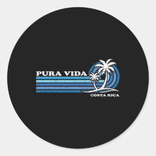 Vintag Retro Sommerurlaub Costa Rica Pura Vida Runder Aufkleber