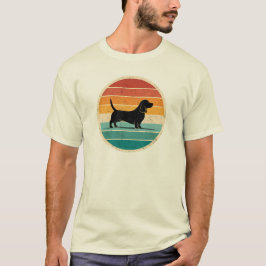 Vintag Retro Sonnenuntergang Basset Hound Silhouet T-Shirt