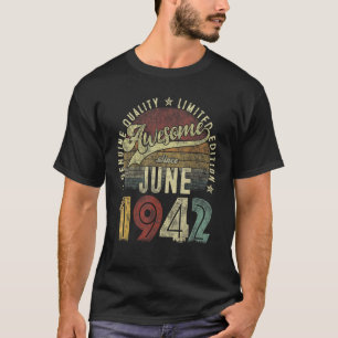 Vintag Retro Sonnenuntergang Juni 1942 80. Geburts T-Shirt
