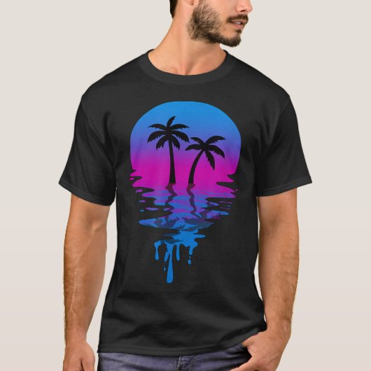 Vintag Retro Sonnenuntergang Palme Tree T-Shirt (Vorderseite)