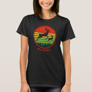 Vintag Retro Sonnenuntergang zwei Rentiere fliegen T-Shirt