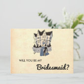 Vintag Retro Stilvolle Couple Chic Bridesmaid Card Einladung (Stehend Vorderseite)