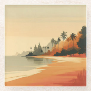 Vintag/Retro-Strand/tropisch Glasuntersetzer