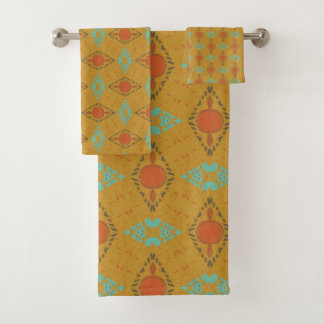 Vintag Retro Style 60er & 70er Pattern Badhandtuch Set