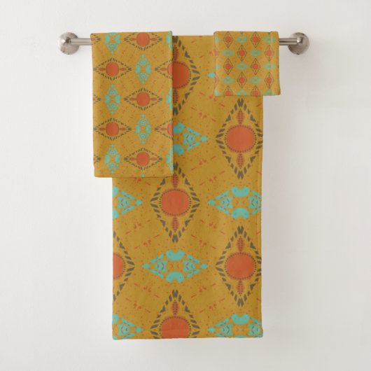 Vintag Retro Style 60er & 70er Pattern Badhandtuch Set (Insitu)