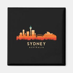Vintag Retro Style Landschaft Sun Skyline Sydney A Magnet