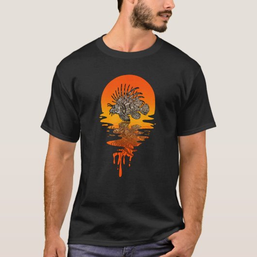 Vintag Retro Style Lionfish T-Shirt (Vorderseite)