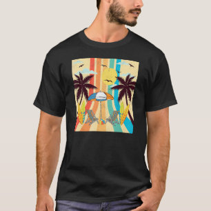 Vintag Retro Style Palme Sonnenuntergang Sommerurl T-Shirt