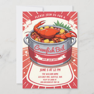 Vintag Retro Summer Seafood Crawfish Party Einladung