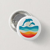 Vintag Retro Summer Time Beach Dolphin Button (Vorne & Hinten)