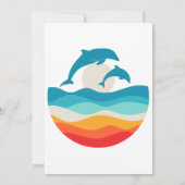 Vintag Retro Summer Time Beach Dolphin Einladung (Rückseite)