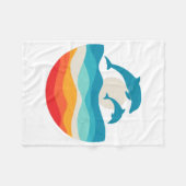 Vintag Retro Summer Time Beach Dolphin Fleecedecke (Vorderseite (Horizontal))