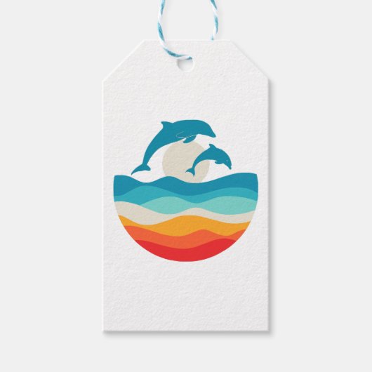 Vintag Retro Summer Time Beach Dolphin Geschenkanhänger (Vorderseite)