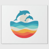 Vintag Retro Summer Time Beach Dolphin Geschenkpapier (Flach)