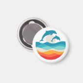 Vintag Retro Summer Time Beach Dolphin Magnet (Vorderseite/Rückseite)