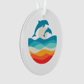 Vintag Retro Summer Time Beach Dolphin Ornament (Vorderseite)