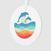 Vintag Retro Summer Time Beach Dolphin Ornament (Vorderseite)