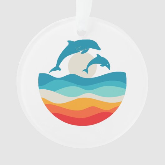 Vintag Retro Summer Time Beach Dolphin Ornament (Vorderseite)