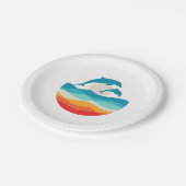 Vintag Retro Summer Time Beach Dolphin Pappteller (Schrägansicht)
