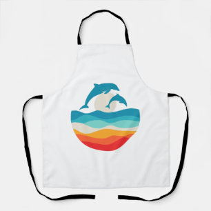 Vintag Retro Summer Time Beach Dolphin Schürze