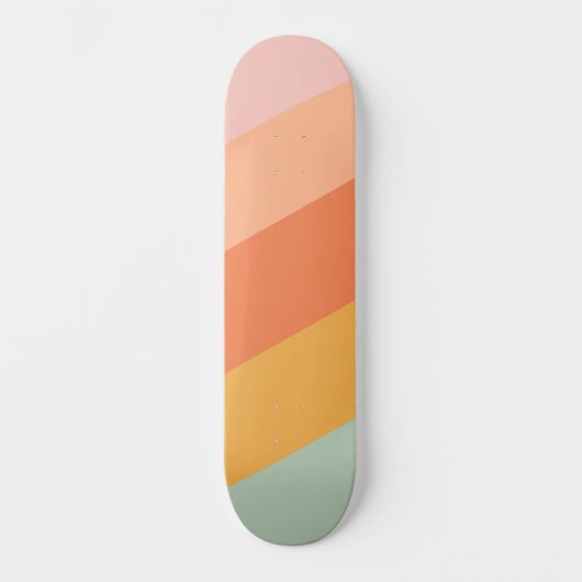 Vintag Retro Sunset Ästhetische Pastellstreifen Skateboard (Vorderseite)