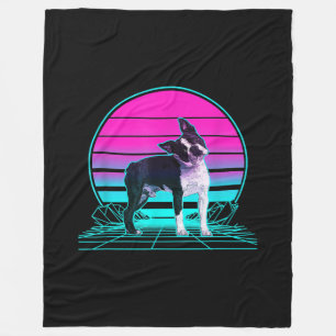 Vintag Retro Sunset Boston Terrier T - Shirt Fleecedecke