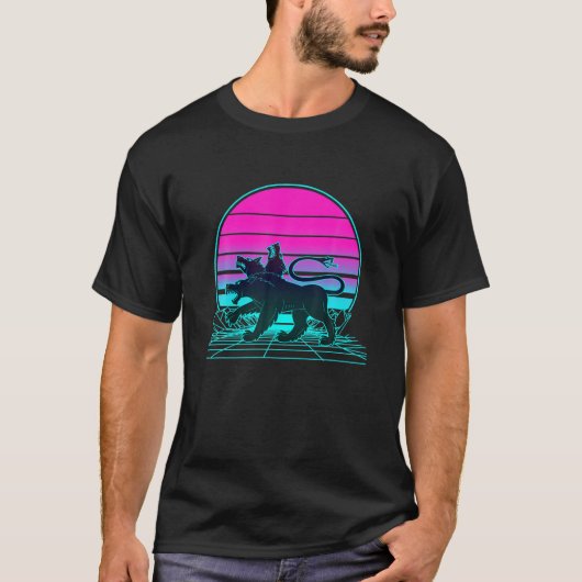 Vintag Retro Sunset Cerberus T-Shirt (Vorderseite)