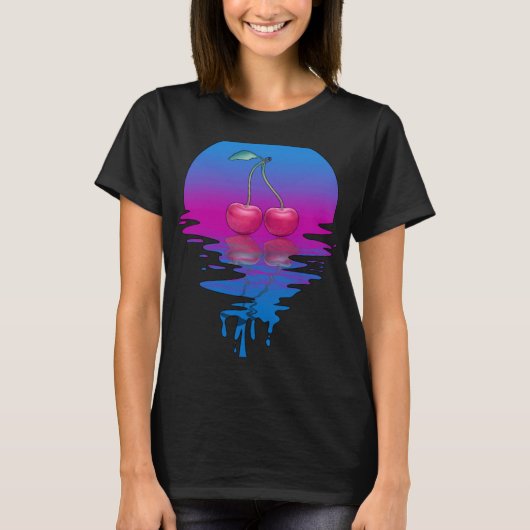 Vintag Retro Sunset Cherry T-Shirt (Vorderseite)