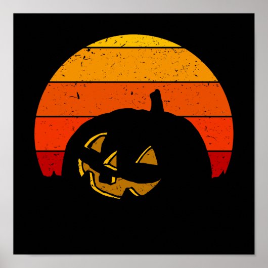 Vintag Retro Sunset Halloween Pumpkin I Poster (Vorne)