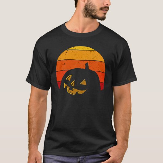 Vintag Retro Sunset Halloween Pumpkin I T-Shirt (Vorderseite)