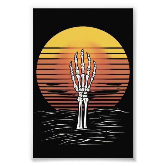 Vintag Retro Sunset Halloween Zombie Hand Beängsti Fotodruck (Vorne)