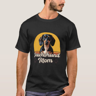 Vintag Retro Sunset Hund Mama Dackel Besitzer T-Shirt