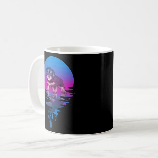 Vintag Retro Sunset Morkie Kaffeetasse (Vorderseite Links)