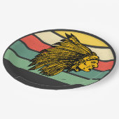Vintag Retro Sunset Native American Graphic Pappteller (Schrägansicht)