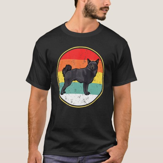 Vintag Retro Sunset Schipperke Dog T-Shirt (Vorderseite)