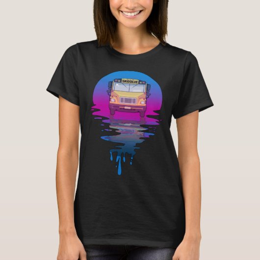 Vintag Retro Sunset Skoolie T-Shirt (Vorderseite)
