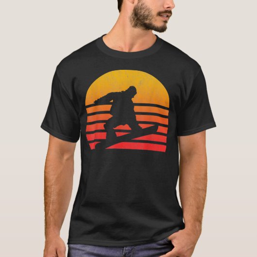 Vintag Retro Sunset Snowboarden T-Shirt (Vorderseite)