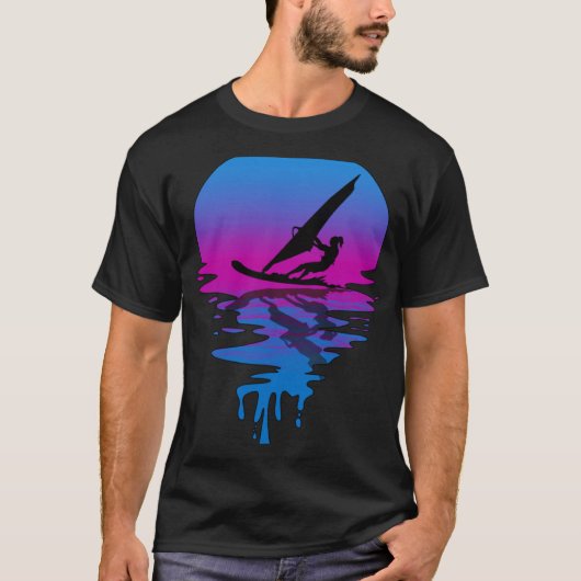 Vintag Retro Sunset Windsurfing T-Shirt (Vorderseite)