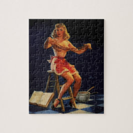 Vintag Retro Taffy maker Pinup Girl Puzzle