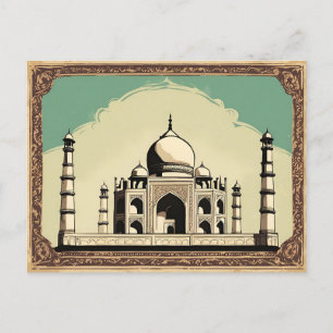 Vintag Retro Taj Mahal Postcard Postkarte