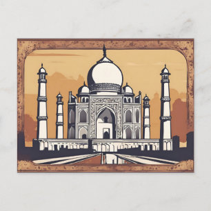 Vintag Retro Taj Mahal Postcard Postkarte