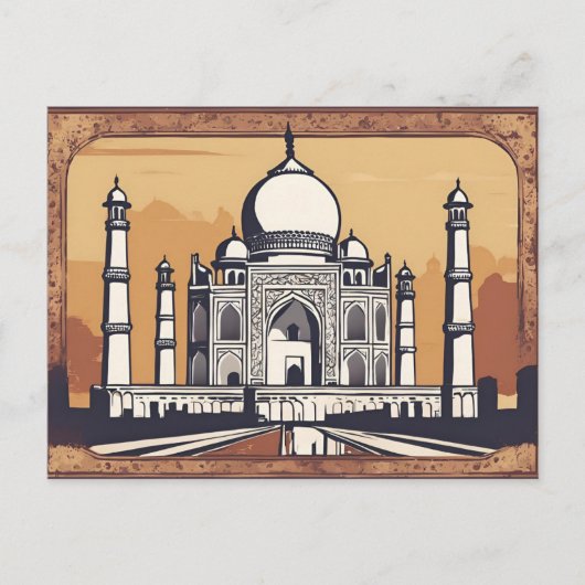 Vintag Retro Taj Mahal Postcard Postkarte (Vorderseite)