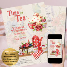 Vintag Retro Tee Party Roter Punkt Geburtstag